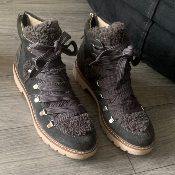 Dolce Vita Shoes - Dolce Vita Gray Shearling Lace-Up Boots